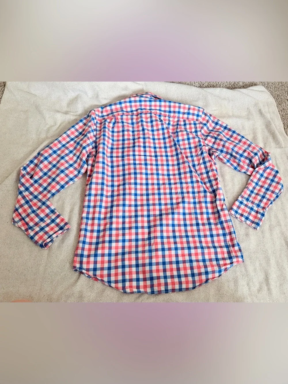 J. Crew Men's Long Sleeve Pink Blue Check Button Down Casual Shirt Size Small